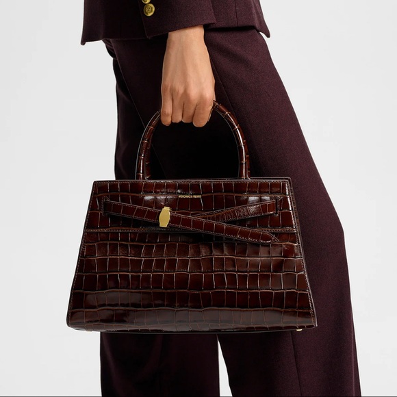 Veronica Beard Handbags - Veronica Beard Dash Bag: Croc-Embossed Leather Belted Handbag